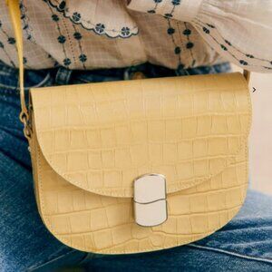 Sezane Claude Bag Buttercup Crocodile Print